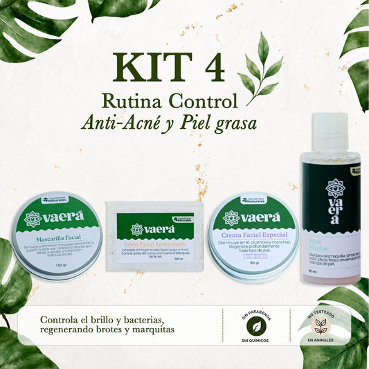 Kit 4 Rutina Anti-Acné: Control de Grasa, Brotes y Marcas