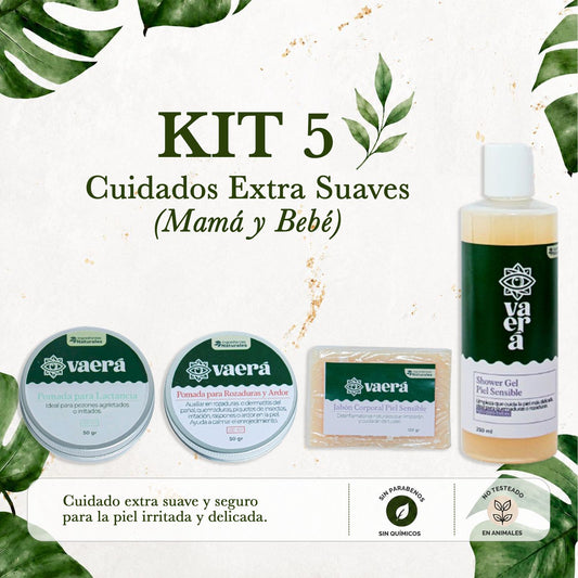 Kit 5 Cuidados Extra Suaves para Mamá y Bebé: Piel Delicada