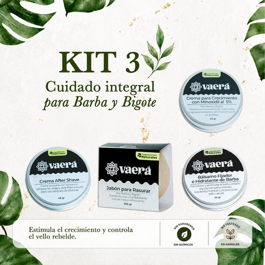 Kit 3 Cuidado Integral para Barba y Bigote: Crecimiento y Estilo