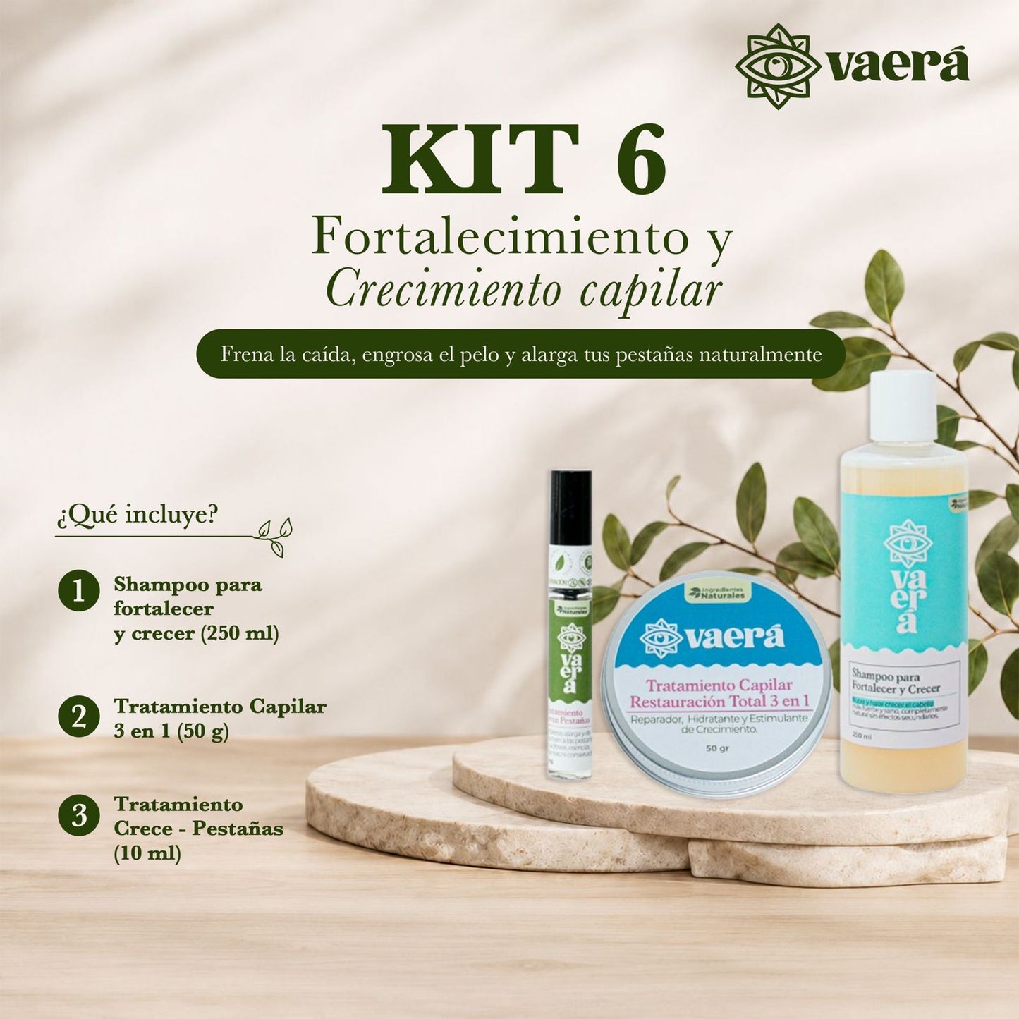 Kit 6 Fortalecimiento y Crecimiento Capilar: Anti-Caída y Pestañas