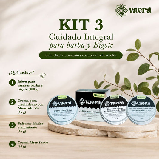 Kit 3 Cuidado Integral para Barba y Bigote: Crecimiento y Estilo