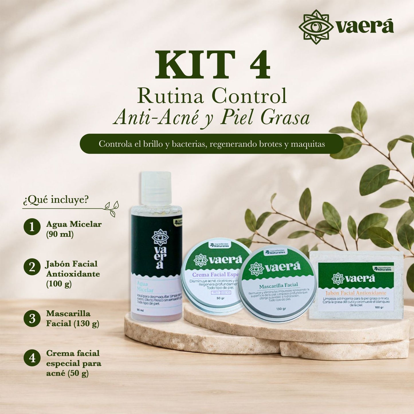 Kit 4 Rutina Anti-Acné: Control de Grasa, Brotes y Marcas