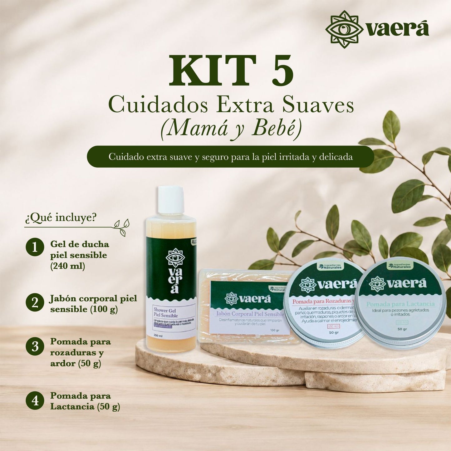 Kit 5 Cuidados Extra Suaves para Mamá y Bebé: Piel Delicada