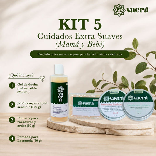 Kit 5 Cuidados Extra Suaves para Mamá y Bebé: Piel Delicada