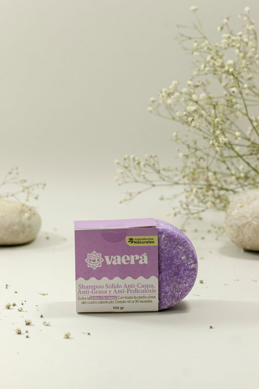 Shampoo Sólido Natural Anti-caspa, Control Grasa y Prevención de Piojos 100 gr